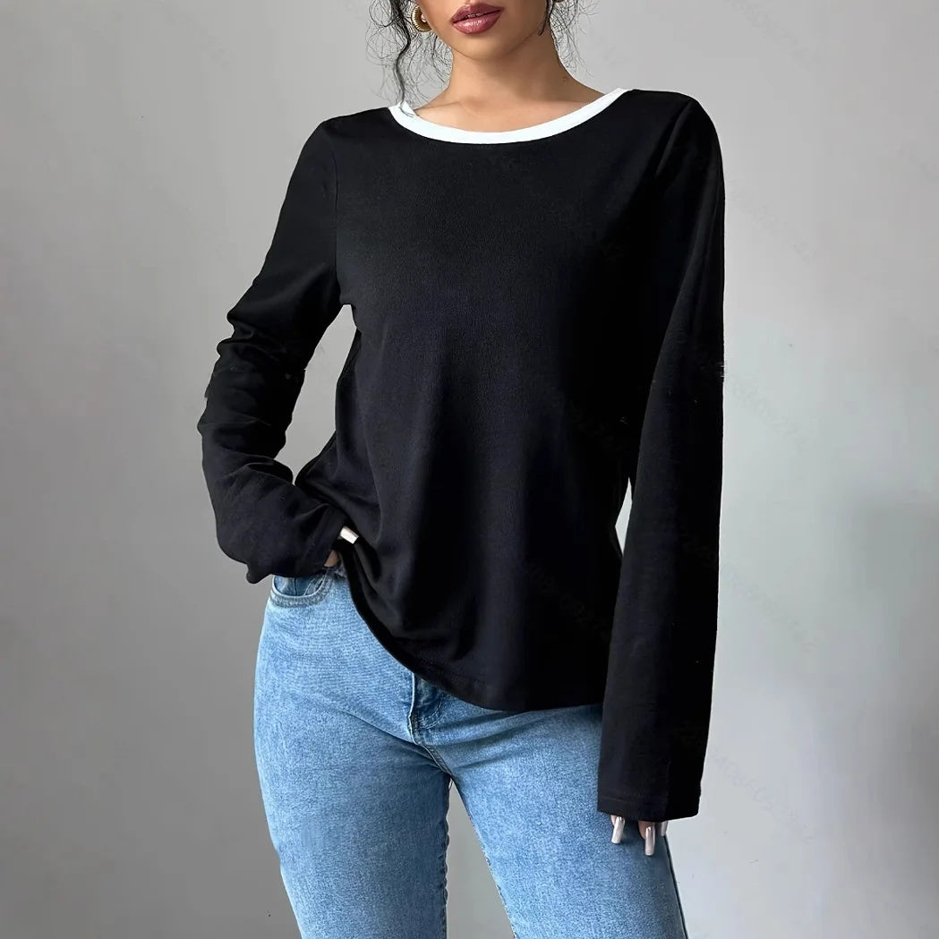 Top Tendance à Manches Longues avec Nœud Dos