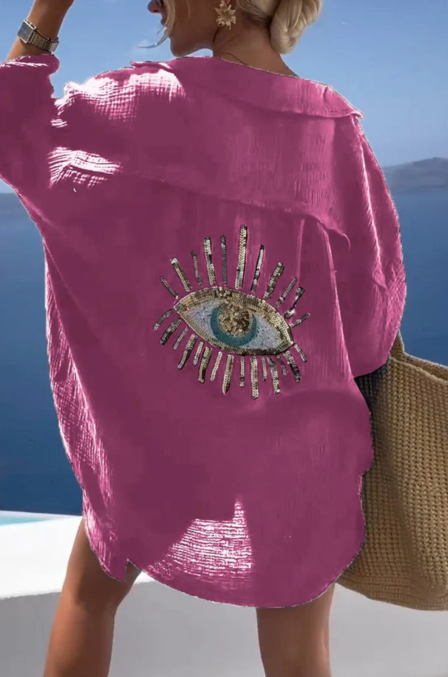 Chemise Décontractée en Coton et Lin à Manches Longues avec Col Revers