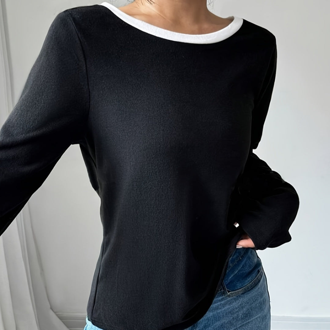 Top Tendance à Manches Longues avec Nœud Dos