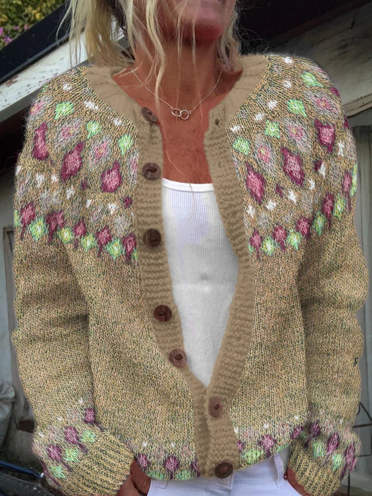 Cardigan Oversize à Motifs Géométriques