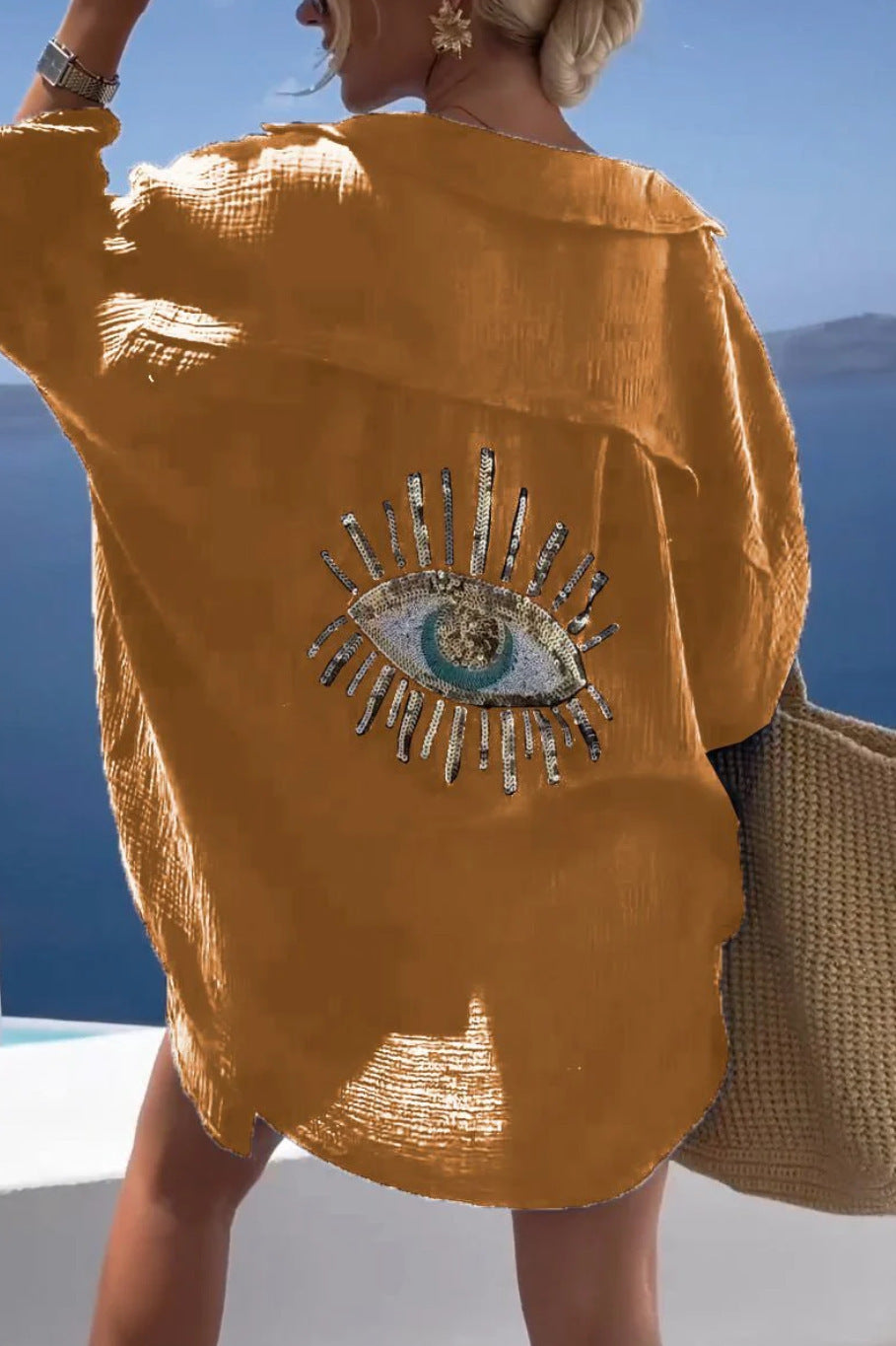 Chemise Décontractée en Coton et Lin à Manches Longues avec Col Revers