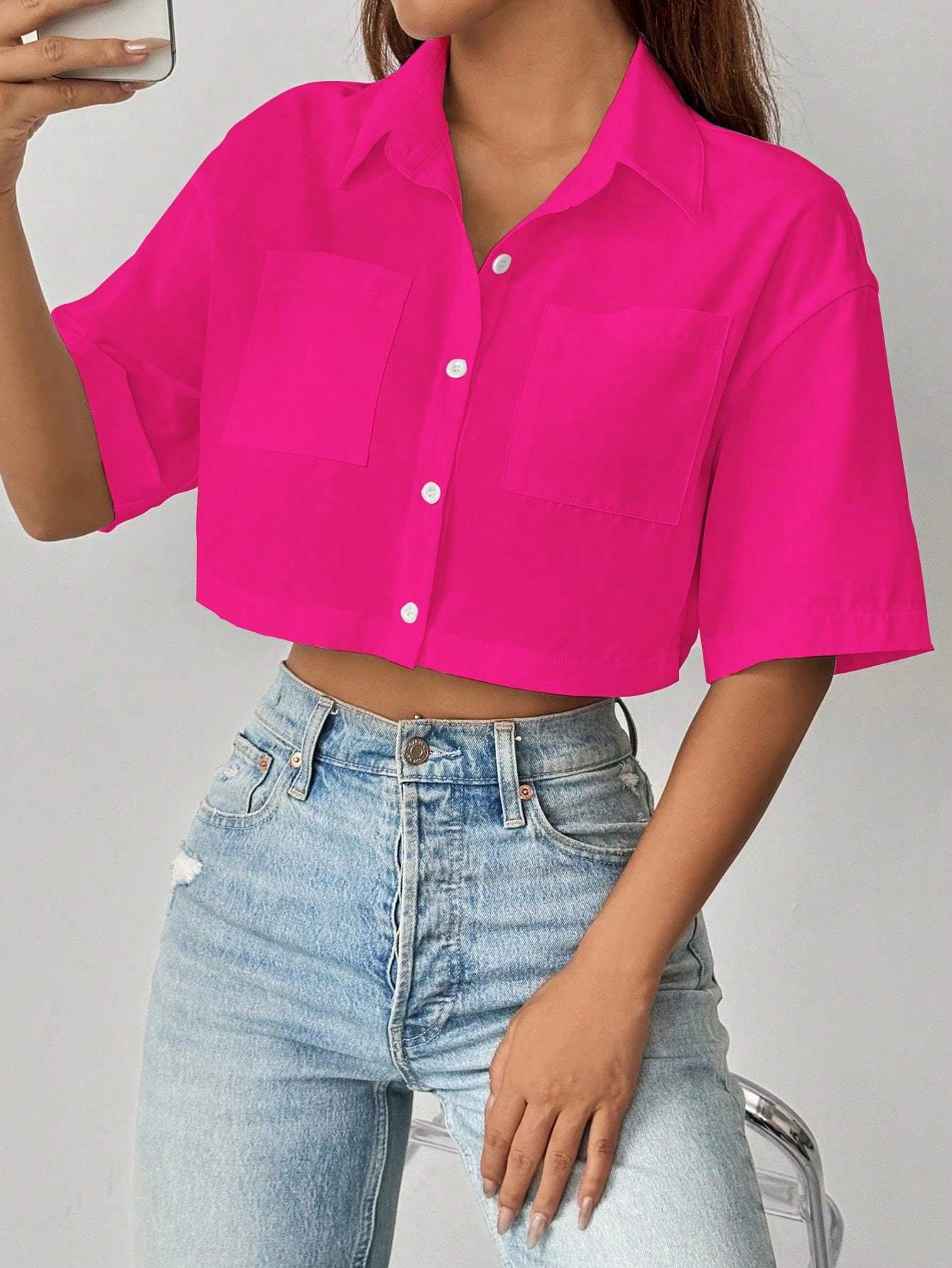 Blouse Crop top, courte et Manches Chauve-souris