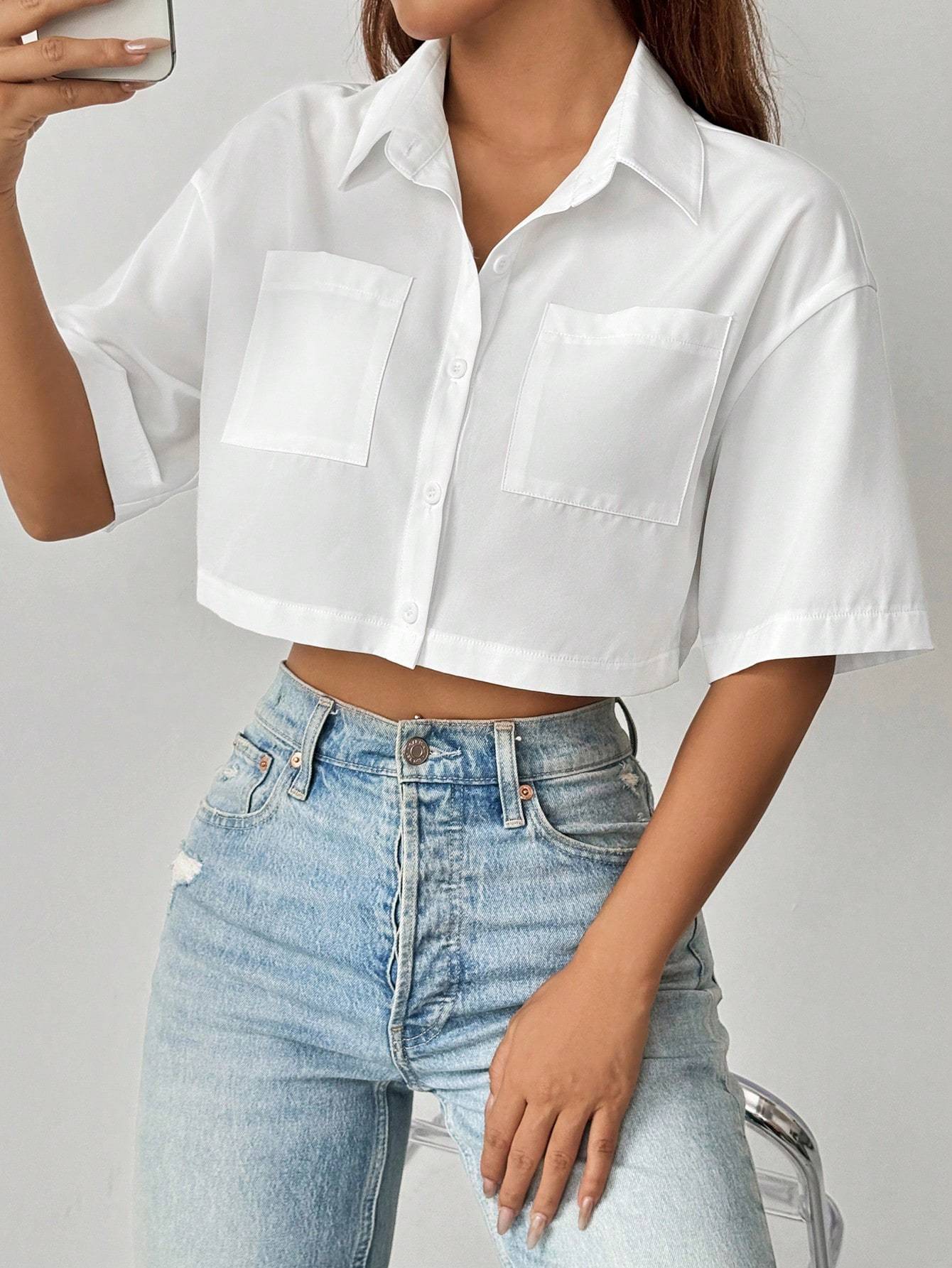 Blouse Crop top, courte et Manches Chauve-souris