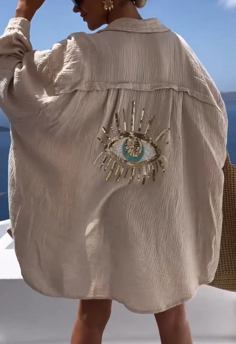 Chemise Décontractée en Coton et Lin à Manches Longues avec Col Revers