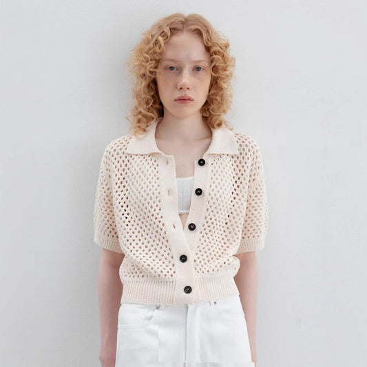Cardigan Ajusté avec Détails Contrastés