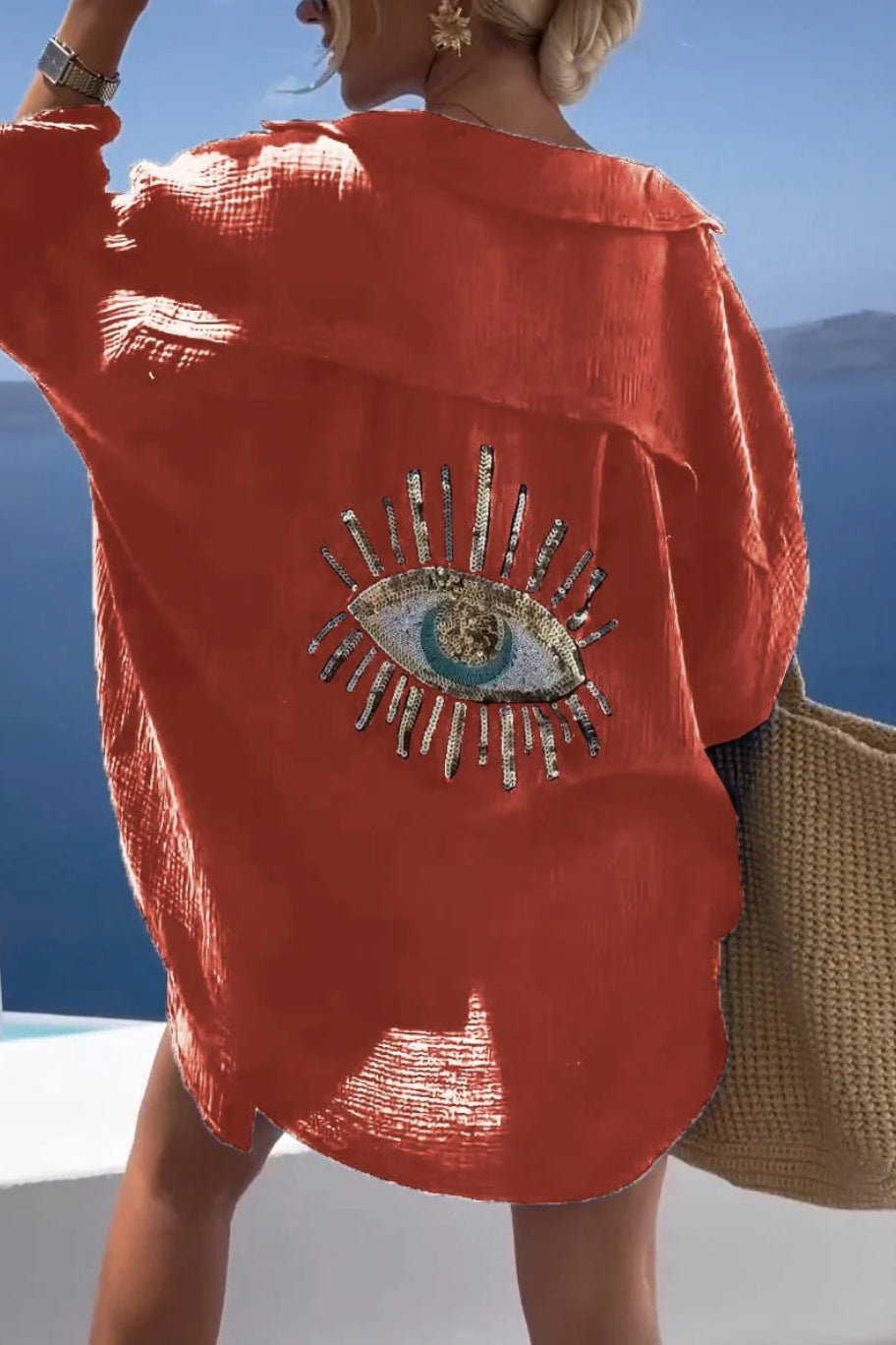 Chemise Décontractée en Coton et Lin à Manches Longues avec Col Revers