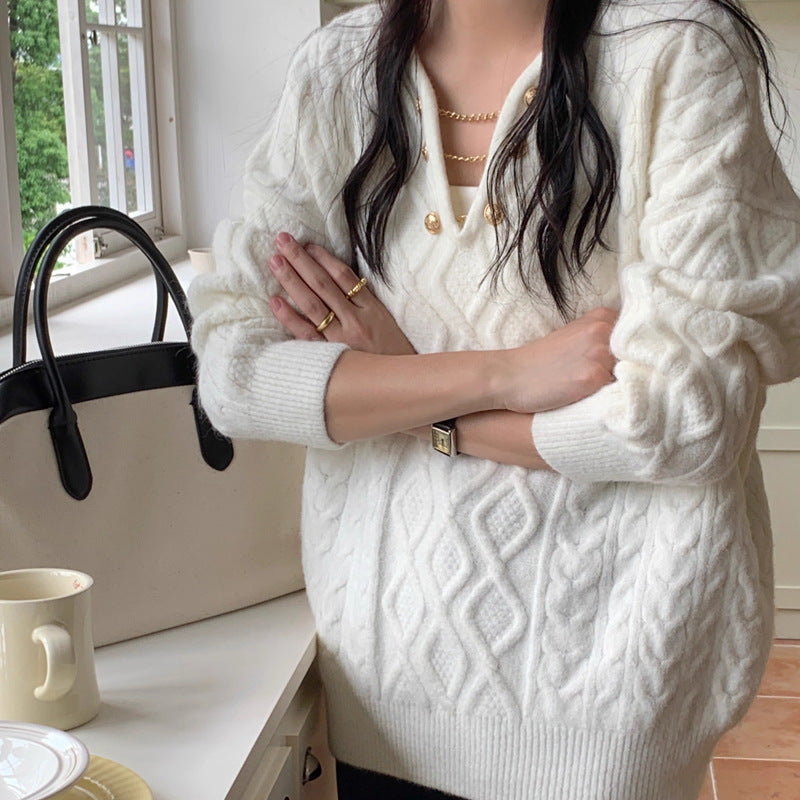 Pull Élégant en Maille avec Détails Crochetés