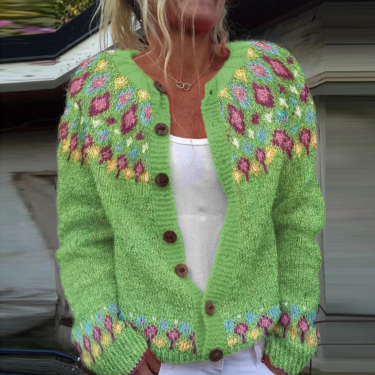 Cardigan Oversize à Motifs Géométriques