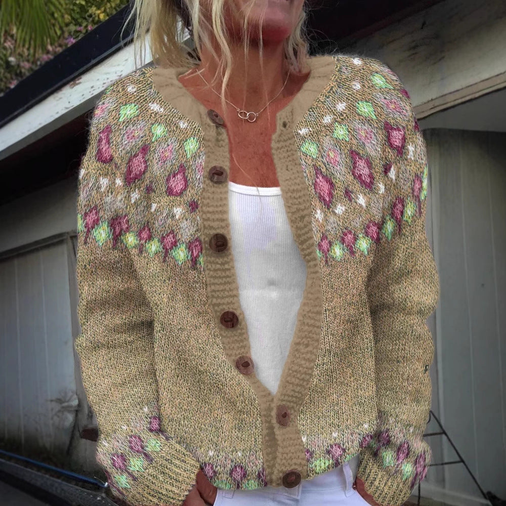 Cardigan Oversize à Motifs Géométriques