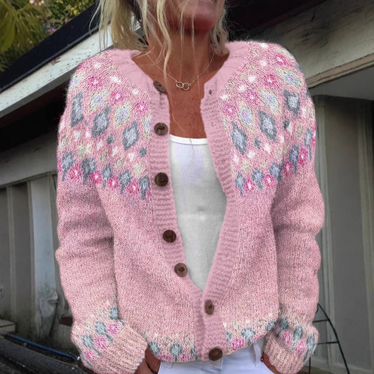 Cardigan Oversize à Motifs Géométriques