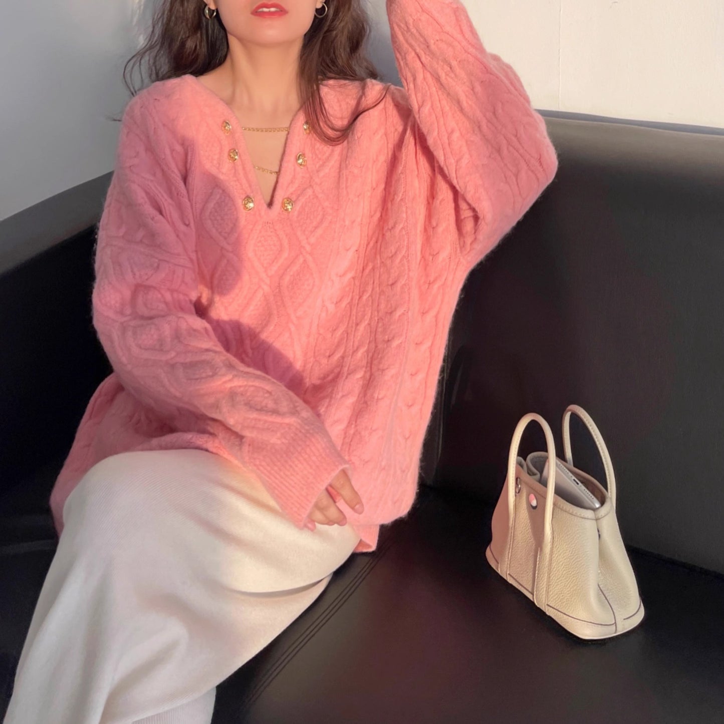 Pull Élégant en Maille avec Détails Crochetés