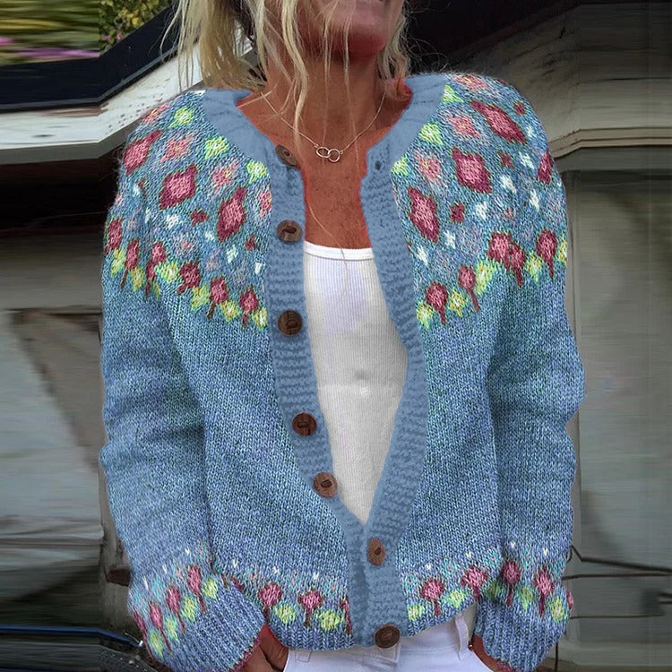 Cardigan Oversize à Motifs Géométriques
