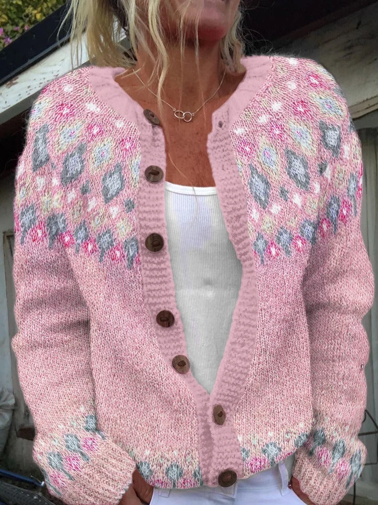 Cardigan Oversize à Motifs Géométriques