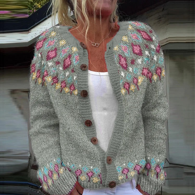 Cardigan Oversize à Motifs Géométriques