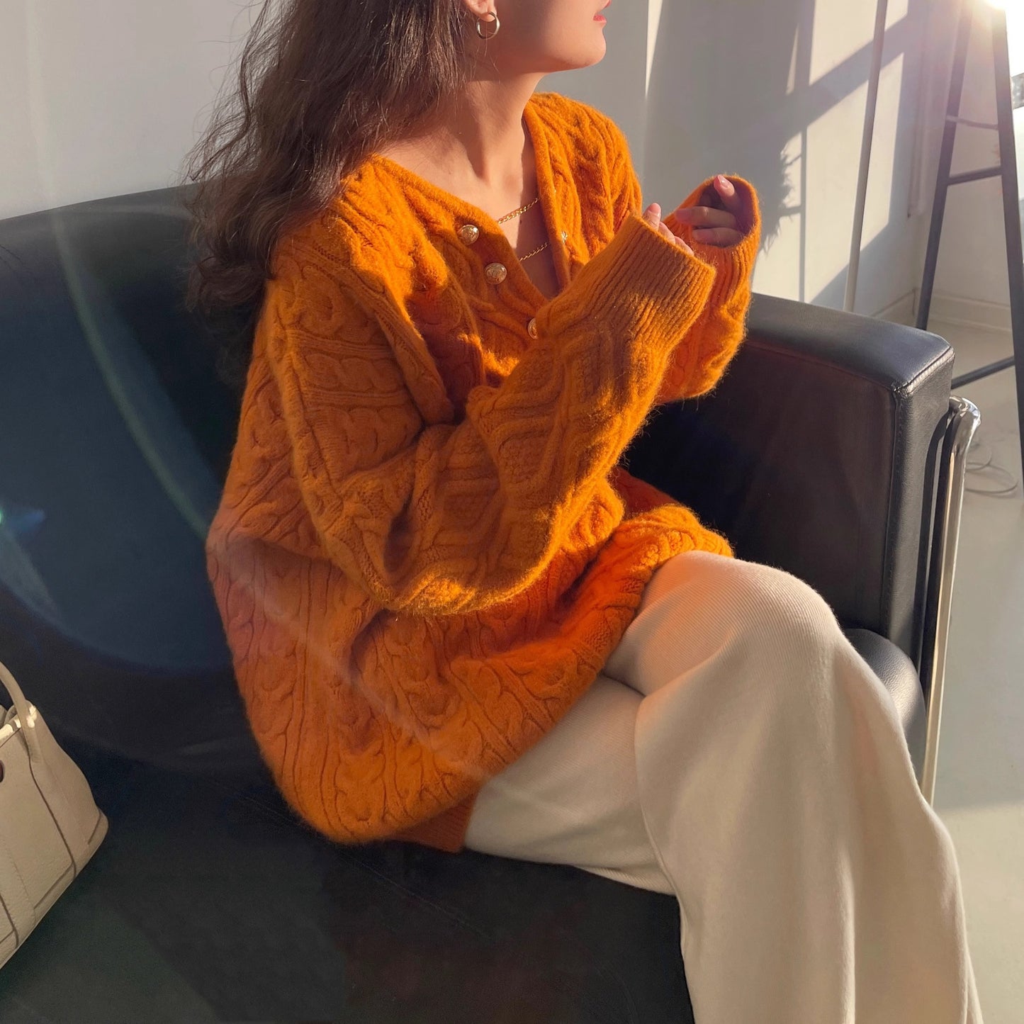 Pull Élégant en Maille avec Détails Crochetés