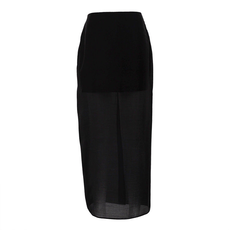 Jupe Fendue Transparence Élégante – Taille Haute