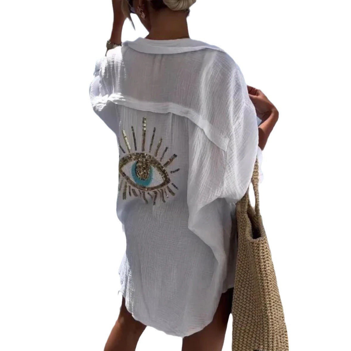 Chemise Décontractée en Coton et Lin à Manches Longues avec Col Revers